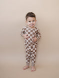 Load image into Gallery viewer, Ribbed Bamboo Two Piece Set | Latte Checkered