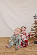 Load image into Gallery viewer, Holiday Toile Ribbed Bamboo Zipper