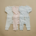 Load image into Gallery viewer, Blue Stripe Pointelle Layette Set