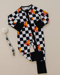 Load image into Gallery viewer, Bamboo Zip Romper | Checker Blaze