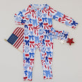 Load image into Gallery viewer, Bamboo Zip Romper | Red-White & Bows