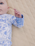 Load image into Gallery viewer, Bamboo Zip Romper | Blue Flowers
