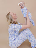Load image into Gallery viewer, Bamboo Zip Romper | Blue Flowers