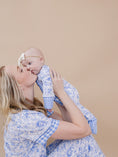 Load image into Gallery viewer, Bamboo Zip Romper | Blue Flowers