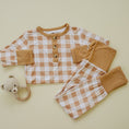 Load image into Gallery viewer, Golden Gingham 2pc Henley Bamboo Pajamas - Sizes Newborn & Up!