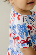 Load image into Gallery viewer, Bamboo Shorty Romper | Red-White & Bows