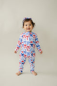 Load image into Gallery viewer, Bamboo Zip Romper | Red-White & Bows