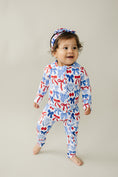 Load image into Gallery viewer, Bamboo Zip Romper | Red-White & Bows