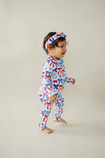 Load image into Gallery viewer, Bamboo Zip Romper | Red-White & Bows