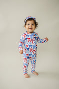 Load image into Gallery viewer, Bamboo Zip Romper | Red-White & Bows