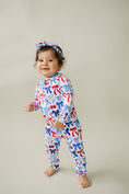 Load image into Gallery viewer, Bamboo Zip Romper | Red-White & Bows