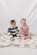 Load image into Gallery viewer, Green Stripe Collared French Terry Set