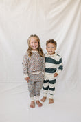 Load image into Gallery viewer, Green Stripe Collared French Terry Set