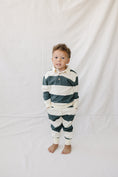 Load image into Gallery viewer, Green Stripe Collared French Terry Set