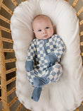 Load image into Gallery viewer, Blue Checkered Ribbed Bamboo Zipper