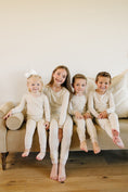 Load image into Gallery viewer, Taupe Stripe Ribbed Bamboo Cozy Set