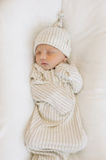 Load image into Gallery viewer, Taupe Stripe Ribbed Bamboo Knot Gown
