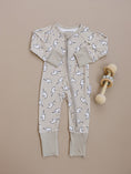 Load image into Gallery viewer, Bamboo Zip Romper | Latte Bolts