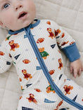 Load image into Gallery viewer, Bamboo Zip Romper | Touchdown Teddy
