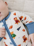 Load image into Gallery viewer, Bamboo Zip Romper | Touchdown Teddy