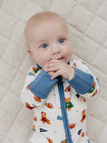 Load image into Gallery viewer, Bamboo Zip Romper | Touchdown Teddy