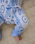 Load image into Gallery viewer, Bamboo Zip Romper | Blue Bow