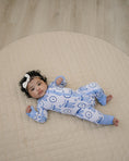 Load image into Gallery viewer, Bamboo Zip Romper | Blue Bow