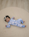 Load image into Gallery viewer, Bamboo Zip Romper | Blue Bow