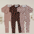 Load image into Gallery viewer, Bamboo Zip Romper | Chocolate Checkered