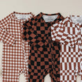 Load image into Gallery viewer, Bamboo Zip Romper | Chocolate Gingham