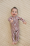 Load image into Gallery viewer, Bamboo Zip Romper | Chocolate Checkered