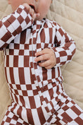 Load image into Gallery viewer, Bamboo Zip Romper | Chocolate Checkered