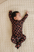 Load image into Gallery viewer, Bamboo Zip Romper | Chocolate Wavy Checkered