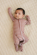 Load image into Gallery viewer, Bamboo Zip Romper | Chocolate Gingham