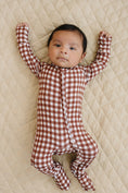 Load image into Gallery viewer, Bamboo Zip Romper | Chocolate Gingham