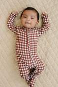 Load image into Gallery viewer, Bamboo Zip Romper | Chocolate Gingham