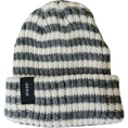 Load image into Gallery viewer, Grey & White Stripe Chunky Knit Beanie