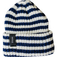 Load image into Gallery viewer, Navy & White Stripe Chunky Knit Beanie