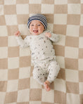 Load image into Gallery viewer, Navy & White Stripe Chunky Knit Beanie
