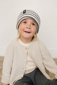 Load image into Gallery viewer, Grey & White Stripe Chunky Knit Beanie