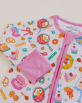 Load image into Gallery viewer, Bamboo Zip Romper | Breakfast Whimsy