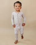 Load image into Gallery viewer, Bamboo Zip Romper | Latte Bolts