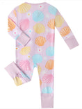 Load image into Gallery viewer, Posh TOT Pastel Seashell Bamboo Baby Convertible Zippy Romper