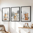Load image into Gallery viewer, Forest Animal Nursery Decor. Cute Fox Fawn Bear Print Set
