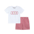 Load image into Gallery viewer, Baseball Smocked Shirt and Red Gingham Shorts Set