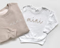 Load image into Gallery viewer, Mama, Dad and Mini Matching Custom Embroidered Sweatshirts and Bodysuits