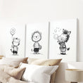 Load image into Gallery viewer, Black White Gender-Neutral Nursery Art Set. Lion Tiger Zebra