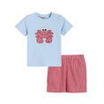 Load image into Gallery viewer, Blue Crab Shirt and Red Gingham Shorts Set