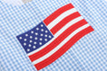 Load image into Gallery viewer, Blue Gingham American Flag Pocket Shortalls
