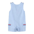 Load image into Gallery viewer, Blue Gingham American Flag Pocket Shortalls